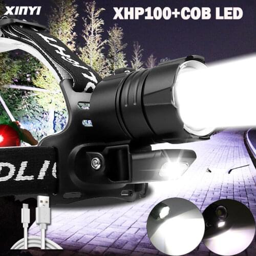 XHP100 Powerful 600000LM Led Headlight 18650 XHP70 Led Headlamp Rechargeable Head Flashlight Head Lamp Torch Light Fishing Lamp