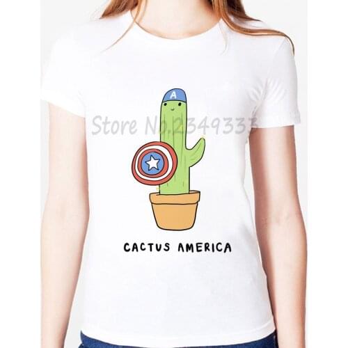 Cactus america Print Women tshirt Modal Casual Loose Funny t shirts For Lady Top Tee Drop Ship SH-24