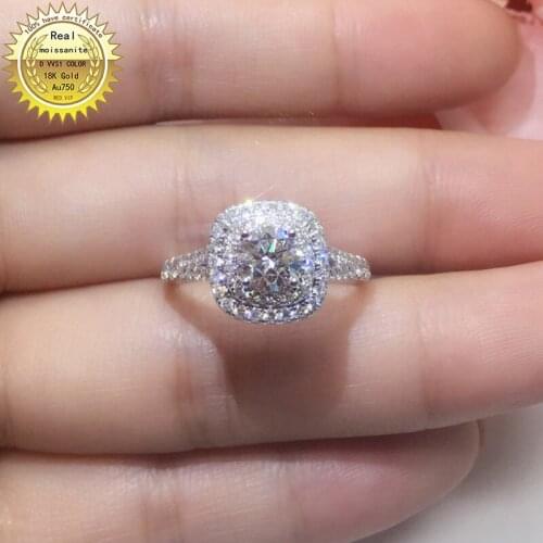 18K goldr ring 1ct D VVS moissanite ring Engagement&Wedding Jewellery with certificate 0054