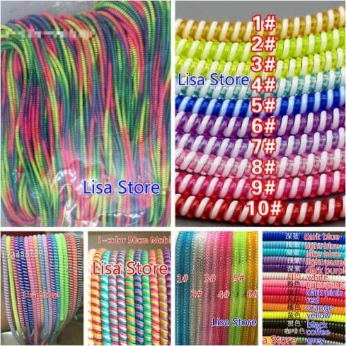 200pcs Spring Protective Sleeve Mobile Tablet Spiral Cord Protector Charger Earphone Cable Winder for iPhone Wristband Hair Rope