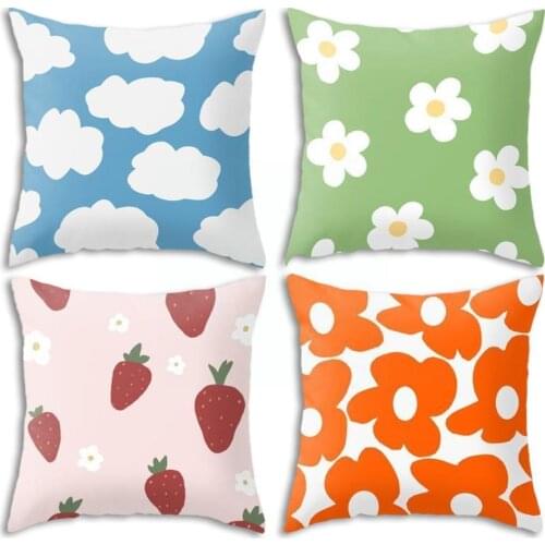 45*45cm Single-sided Peach Skin Simple Plush Flower Home Cushion Combination Pillowcase Pillowcase Sofa Decoration B3O7