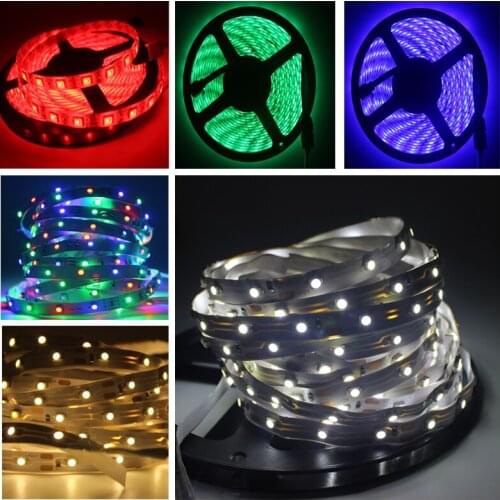 5M/Lot DC 12V LED Strip SMD 2835 / 5050 LED Lamp 60Led/m Diode Flexible Light Bar Red/Green/Blue/Yellow/White/Warm White/ RGB