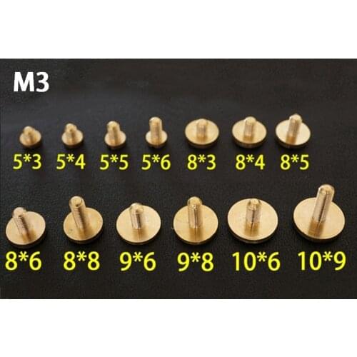 50PCS/Lot M3*3/4/5/6/8/10/12MM Leathcrafts Pure Solid Brass Flat Slotted Head Rivet Chicago Screw Leather Belts Screws