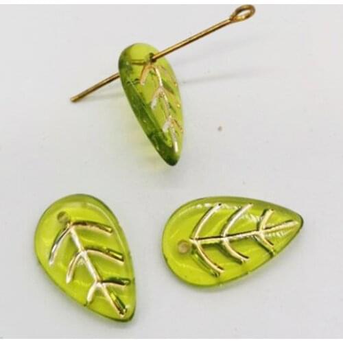 50P New Acrylic Plated Leaf Loose Beads Findings Fashion Plastic Leaf DIY Handmade Bead Jewelery Accessory For Handcraft 18x10mm