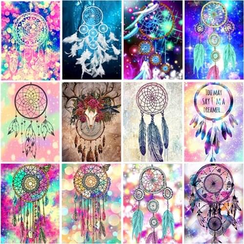 5D DIY full round diamond painting dream wind chime dream catcher home decoration rhinestone embroidery mosaic art picture kit