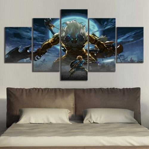 Anime Wall Art Canvas Painting 5 Pieces Zelda Breath Picture Prints Cartoon Home Decorative Poster For Living Room Modular Frame