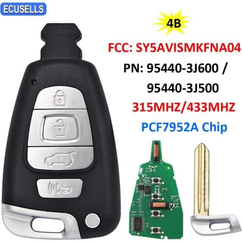 4B Remtoe Car Key 315/433Mhz PCF7952A Chip for Hyundai Veracruz 2007 - 2012 FCC ID: SY5AVISMKFNA04 PN: 95440-3J600 / 95440-3J500