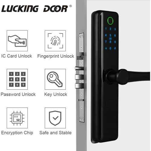 Bluetooth Wifi Electronic Door Lock TTlock App Smart Fingerprint Security Gate Lock with Key Card Code For Home Hotel Apartment