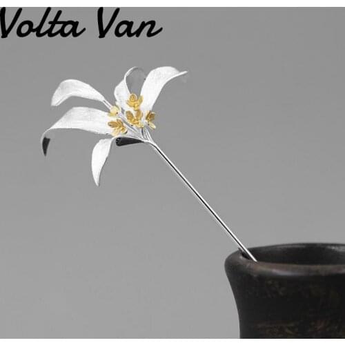 Volta Van Women Brooches 925 Sterling Silver 2021 New Osmanthus Elegant Flower Vintage Anniversary Gift Jewelry Silver Brooch