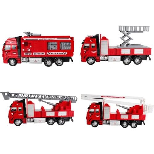 Children Boys 1:18 Pull Back Alloy ABS Fire Truck Toy Vehicle Model Birthday Holiday Gift