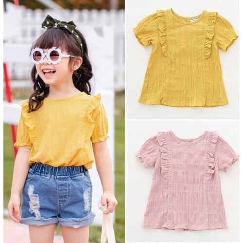 Children Clothes New Style Short Sleeved Pink T Shirt 1-5 Years Old Girls Cotton Tops Summer Korean Version Clothing Outfits