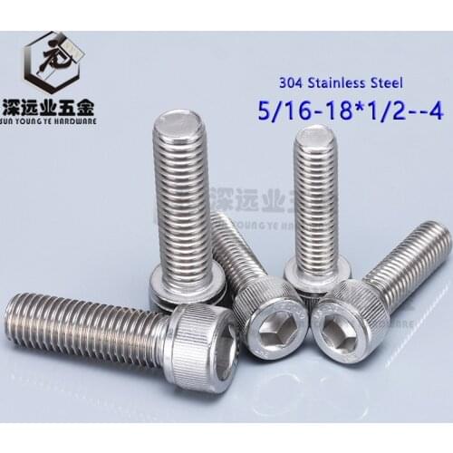 DIN912 American Thread 5/16-18 Hexagon Socket Head Cap Bolts-Knurled Head ISO4762 Stainless Steel 304 Inner Hex Socket Bolts