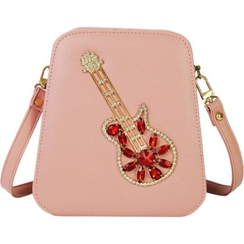 Diamond Studded Guitar Design Women Purses an Handbags Fashion Female Shoulder Crossbody Bag Party Clutch Bag Wedding Pouch