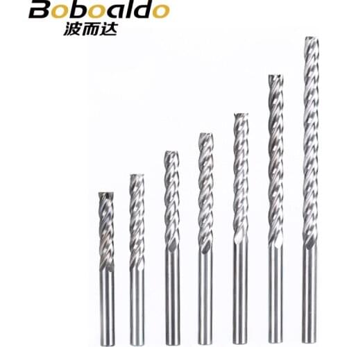 Boboaldo 1PC 4mm 4Flute Spiral End Mill straight milling cutter CNC Router Bits For Wood Tungsten Carbide Milling router tool