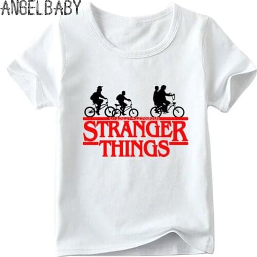 Boys and Girls Cartoon Stranger Things Wills Message Print T shirt Kids Summer Casual White Tops Children Funny T-shirt,HKP2421