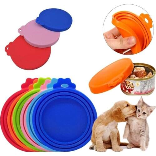 Silicone Canned Lid Sealed Food Can Lid For Puppy Dog Cat Storage Top Cap Reusable Fresh-Keeping Cover Kitchen Daily Supplies