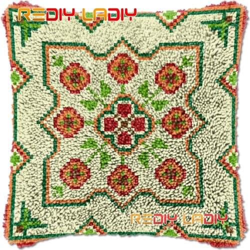 Latch Hook Cushion Mandala DIY Needlepoint Kits Chunky Acrylic Yarn Arts Crocheting Lofty Pillow Case Hobby & Crafts