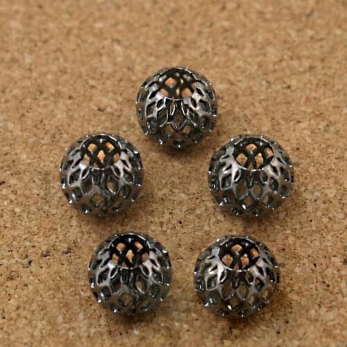 Hot Fashion Approx 6pcs/lot Gun Black Oval Shape Large Hole Mesh Net Metal Spacer Beads Fit European Bracelet 9*10mm BJA059-75