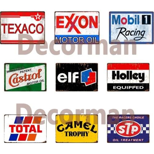 [ Mike86 ] Texaco EIF agip 76 Motor tires Castrol Mobil Garage Tin Sign retro Wall Painting Gift art decor Pub LTA-1783 20*30 CM