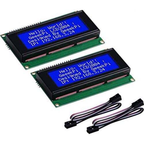 2Pack LCD 2004 Module with I2C Interface Adapter Blue Backlight 2004 20X4 LCD Module Shield for Raspberry Pi Arduino Uno