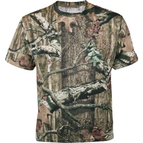 Men Outdoor Breathable Summer Hunting T-shirt Mens Bionic Camouflage Shirt Short Sleeve Quick Dry Tactical Shirt Large Size 3XL