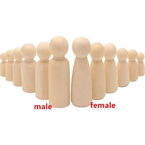 10pcs/set Kits Peg Dolls Unfinished Wooden People Craft Kids Set Non-tonic Accessories Figures Montessori Toys High Quality