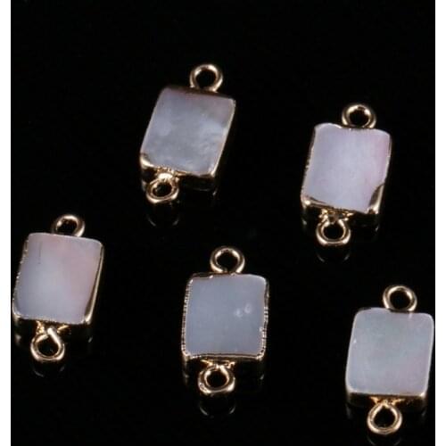 Natural Square Shell Pearl Double Hole Connector Diy Beads Accessories For Jewelry Making size7*15mm