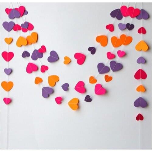Neon garland, Birthday decor, Neon heart garland, pink, orange and purple garland, Bridal shower decorations, Paper garland
