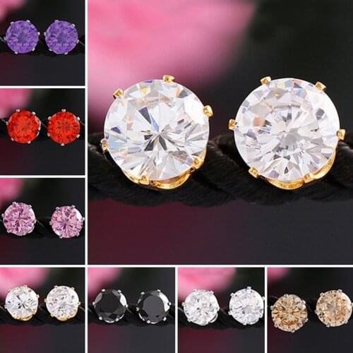Designer New round Fashionable Stud earrings for women men Alloy Zircon gold silver plated Earring Jewelry (#ER066)