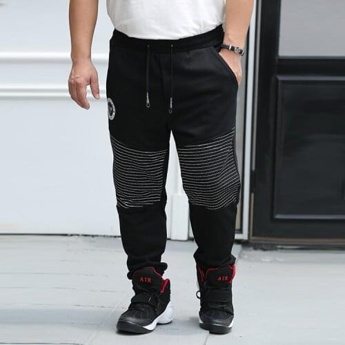 Spring New Style Black Casual Men Fashion Brand Elastic Long Pants Drawstring Cotton Comfortable Super Large Size 3XL-7XL 8XL