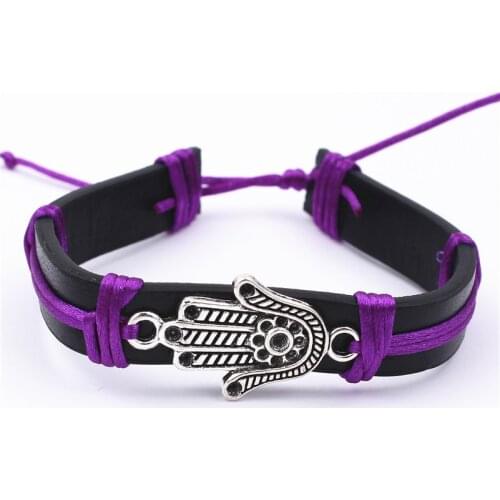 New Fashion Turkish Hamsa Symbol Fatima Hand Evil Eye wrap bracelet Women Men Lucky Amulet Alloy Palm bangle drop shipping