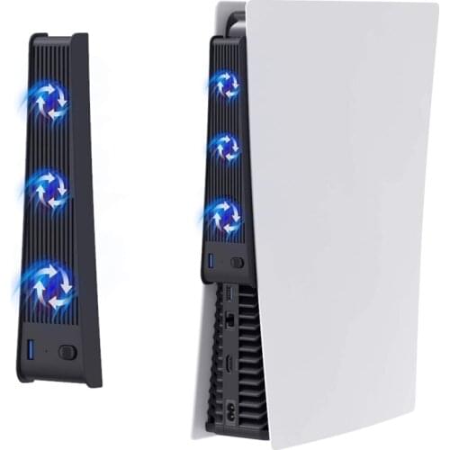 Super Cooling Fan For PS5 Host Cooling Cooler Extended USB Interface For PS5 Console Light And Compact 3-Fan For PS5 Accessories