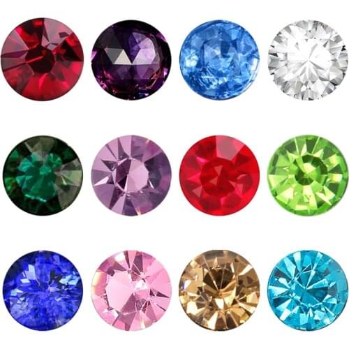 Wholesales 12pcs 3mm 4mm 5mm round colorful glass birthstone floating locket memory charms for memory love locket as gift