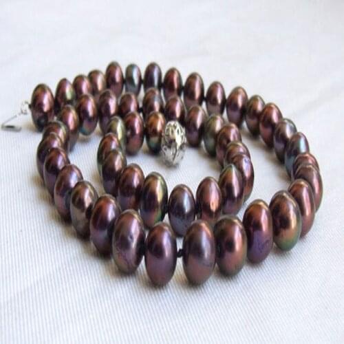 Elephant LUSTER black genuine cultured freshwater pearl bib necklace 8-9mm 17"