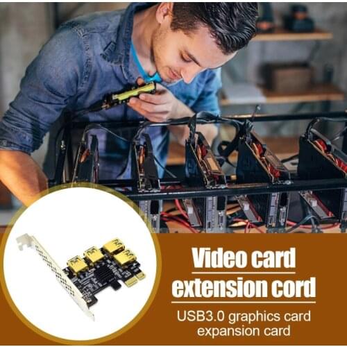 PCI-E To PCI-E Adapter 1 Turn 4 PCI-Express Slot 1x To 16x USB3.0 Special Riser Card Extension Cablefor BTC Bitcoin Miner Mining
