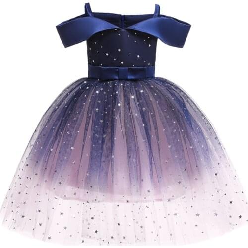 Baby Girls Dress For Children 2-10 Year Birthday Party Outfits Sleeveless Off Shoulder Christening Gown Infant New Year Costume