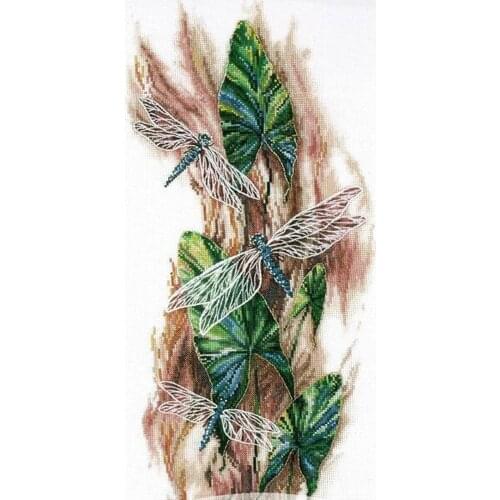 Popular Embroidery Dancing Dragonflies Modern Cross Stitch Border Patterns with 100% Cotton Floss & Free Shipping for Home Decor