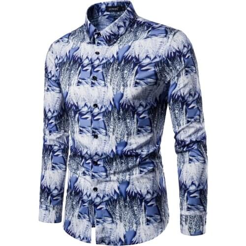 Fashion Print Shirt Men Chemise Homme 2022 Brand New Mens Button Down Dress Shirts Slim Fit Long Sleeve Streetwear Casual Shirt