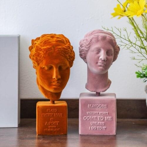 European-style Color Resin Flocking Venus Portrait Statuette Desktop Crafts Furnishings Abstract Figure Sculpture Birthday Gift