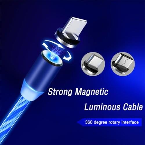 For Samsung galaxy S7 S8 S10 A5 A7 A20E A10 A50 LED Micro USB charger Type C luminous Magnetic Cable For IOS iphone 5 6s 7 X XS