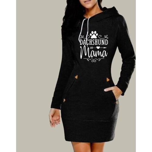 Dachshund Mama Dog Paw Graphic Print Hoodie Ladies New Dog Lover Aesthetic Women Cotton Hoodie Fashion Streetwear Camisetas