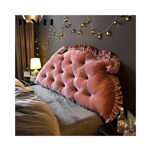 TONGDI Home Soft Lace Large Pillow Back Cushion Long Elastic Backrest Multifunction Luxury Decor For Girl Princess Bedside Bed