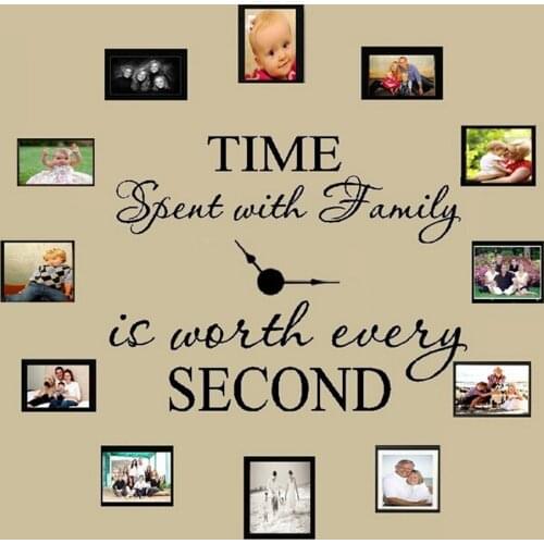 Time Spent With Family Is Worth Every Second Wall Sticker Living Room Bedroom Family Love Quote Photo Frame Wall Decal Vinyl Art