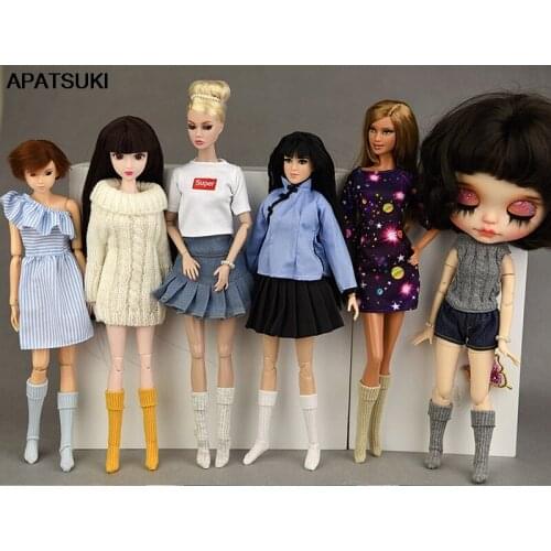 Knitted Leg Warmers Doll Socks for Barbie Doll Tube Middle Sock for Blythe Doll Outfits 1/6 Dolls Accessories Kids Toy