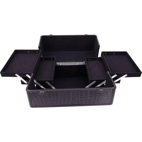 High-end Portable Foldable Inner Layers Cosmetics Storage Case Black