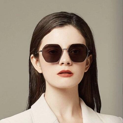 Hexagon gold frame women sunglasses fashion style gradient grey lens lady eyewear