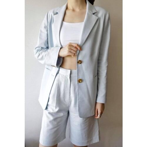 Single Breasted Womens Suit Summer Casual Blazer Jacket With Short Pants Fashion Free Style For Business Office Ladies