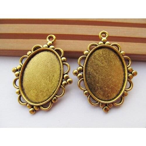 100pcs 30mmx39mm 3 Colors Oval Base Setting Tray Bezel Pendant Charm/Finding,fit 18mmx25mm Cabochon/Cameo