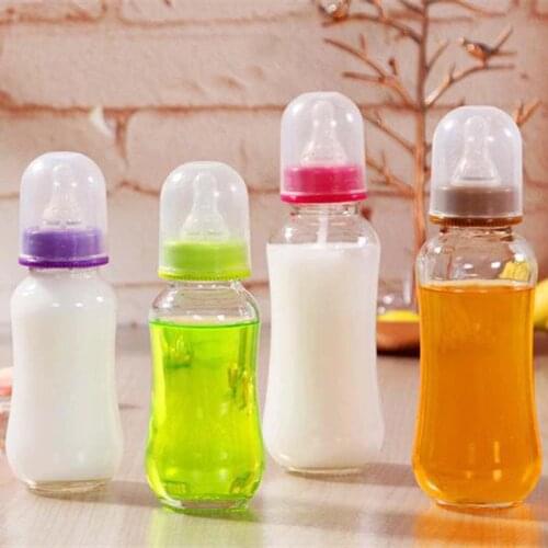 200/280ML Glass Baby Bottle Feeding Bottle Standard Neck Glass Good Quality Naturally Shaped Teats with Silicon Nipple