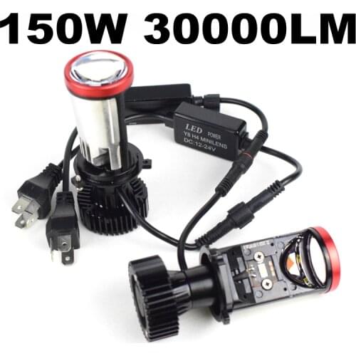 2021 Projector Led Lens Mini H4 Car Led Headlight Y8 150W Led Projector Lenses 30000LM H4 Canbus Headlights For Motorcycle Car